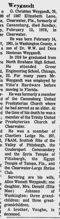 George Christian Weygandt obit